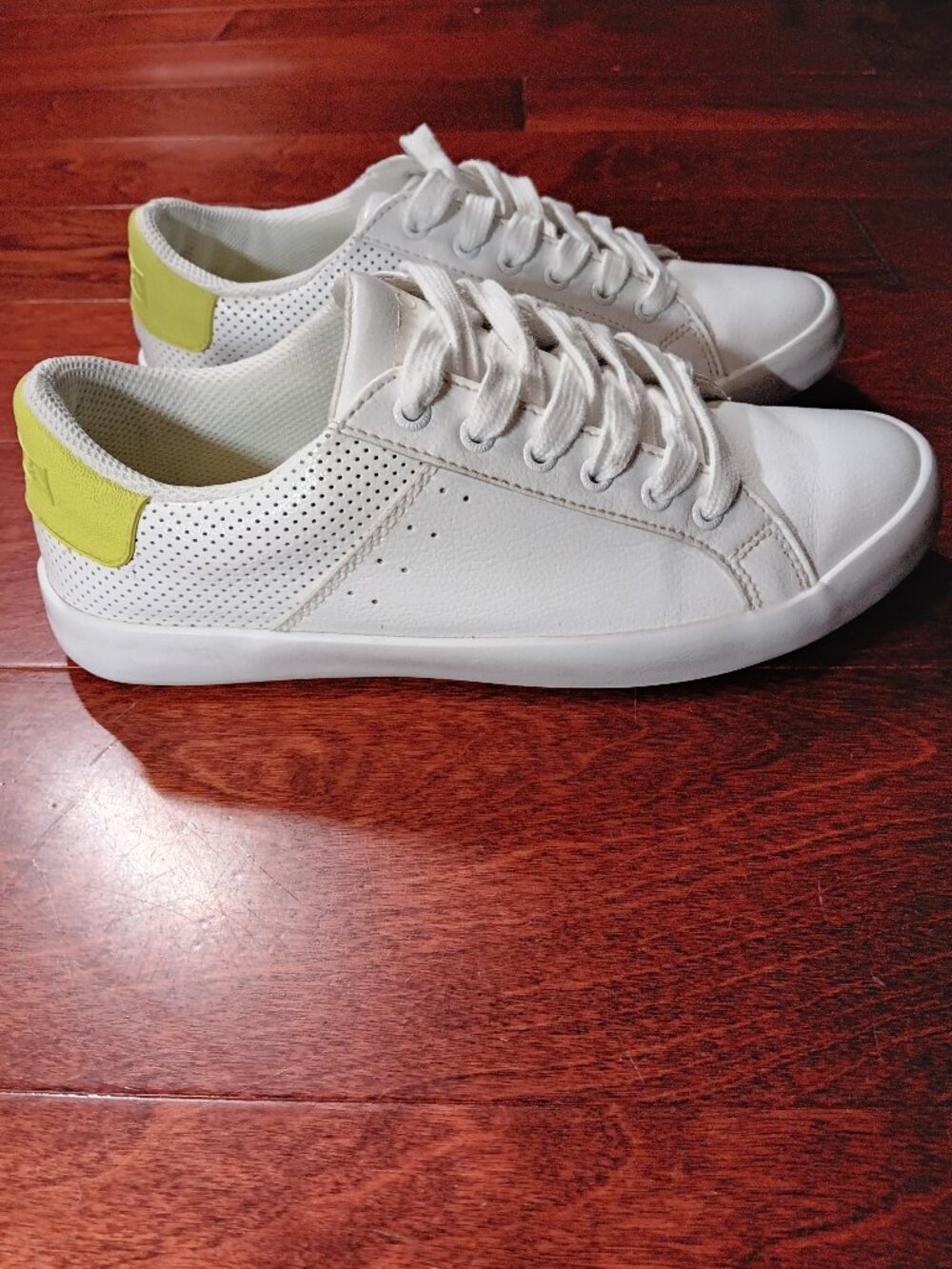 Nautica Women's Casual Lace Up Sneakers White with Lime Green 7